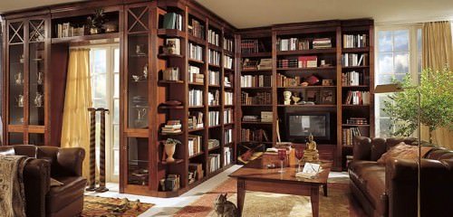 biblioteca din lemn masiv