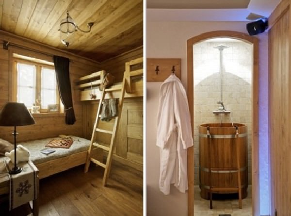 Cabana din lemn, casa de lemn, decor interior cu lemn
