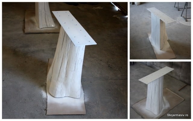 mobila din lemn masiv - picioare din bustean