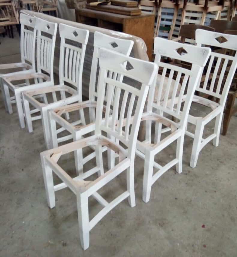 Scaun din stejar Dijon - scaunul cu cele mai multe vânzări 3 finisaj Vintage White