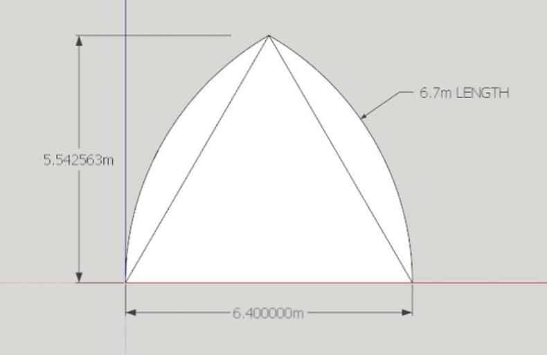 arce gotice pe triunghi echilateral