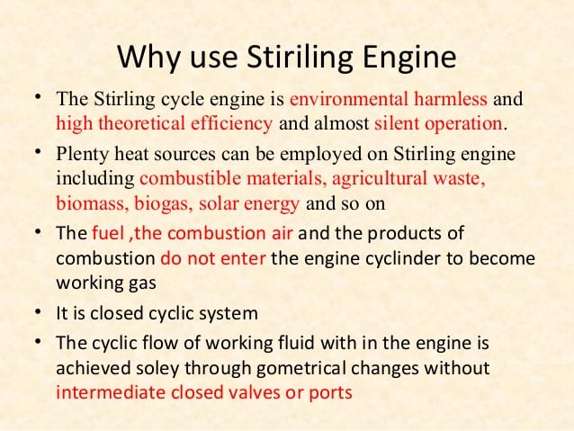 motor stirling avantaje