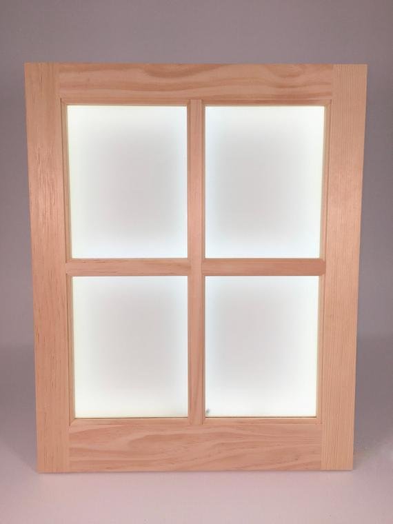 Ferestre false cu iluminare LED pentru spații obscure 3 rama din lemn cu panouri LED