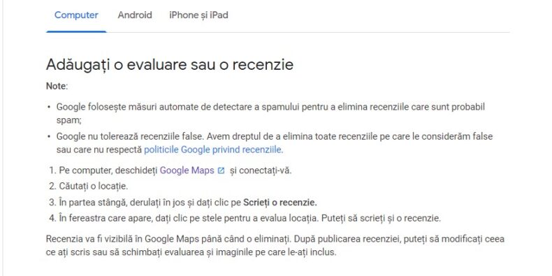 Evaluare sau recenzie Google Maps - parte din Google My Business 2 evaluare recenzie Google